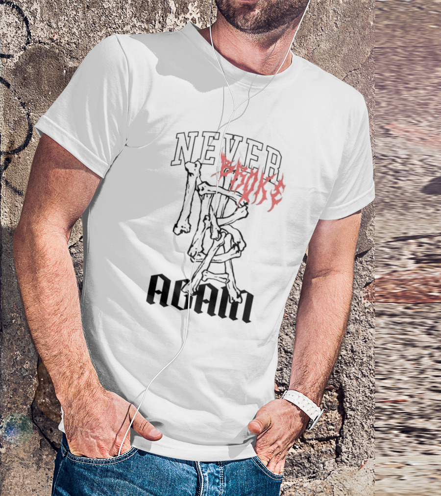 NEVER BROKE AGAIN BONES STACKED FONT T-Shirt