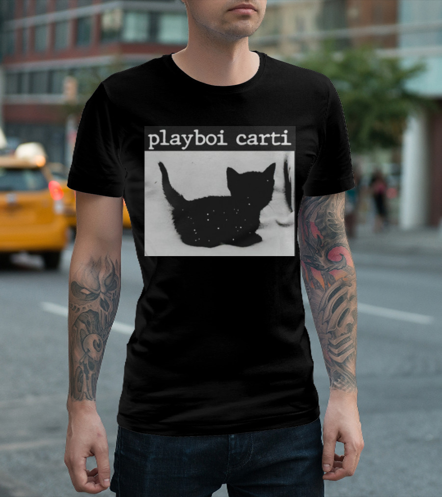 Playboi Carti Starry Black Cat Minimalist Aesthetic T-Shirt