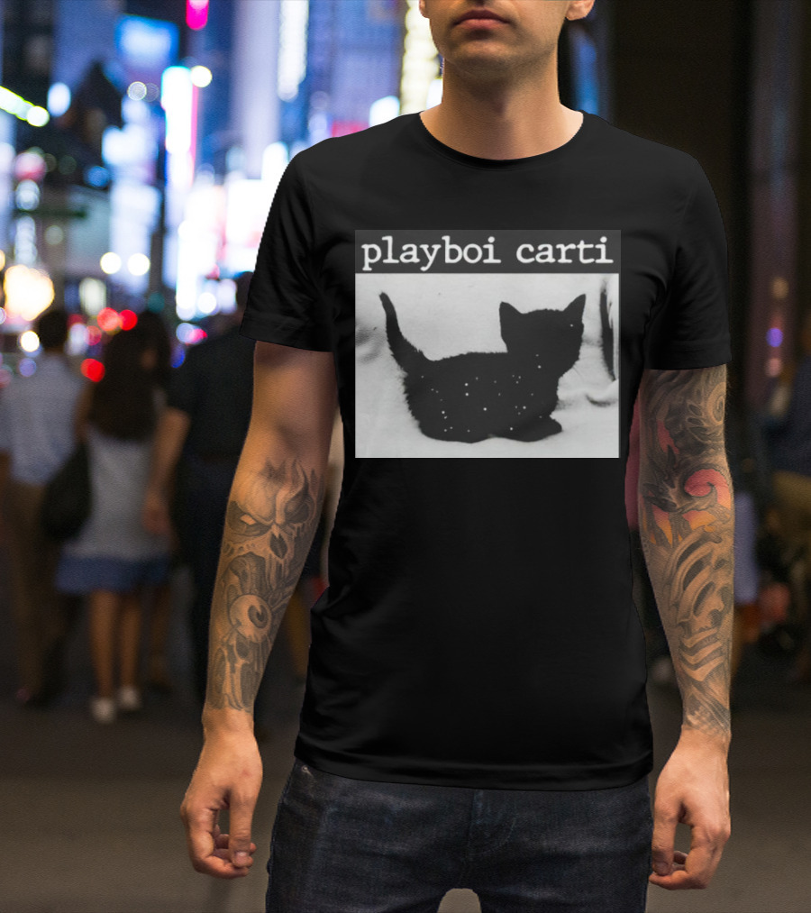 Playboi Carti Starry Black Cat Minimalist Aesthetic T-Shirt