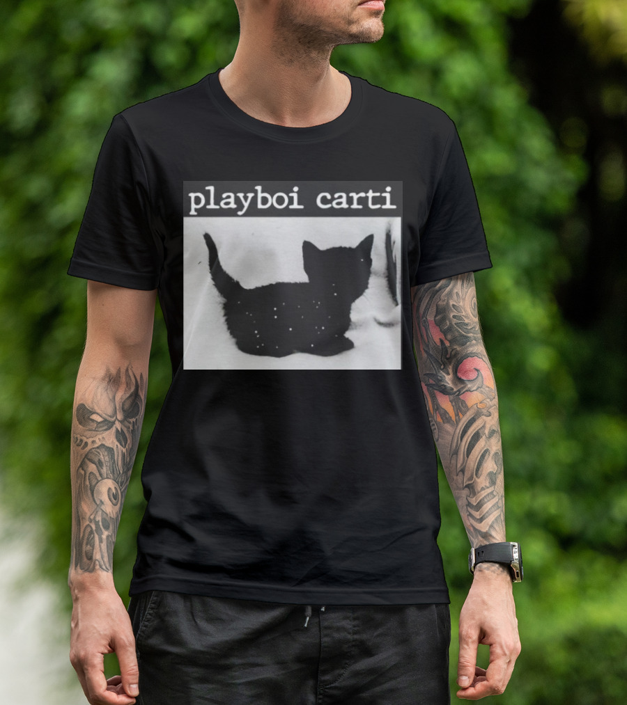 Playboi Carti Starry Black Cat Minimalist Aesthetic T-Shirt
