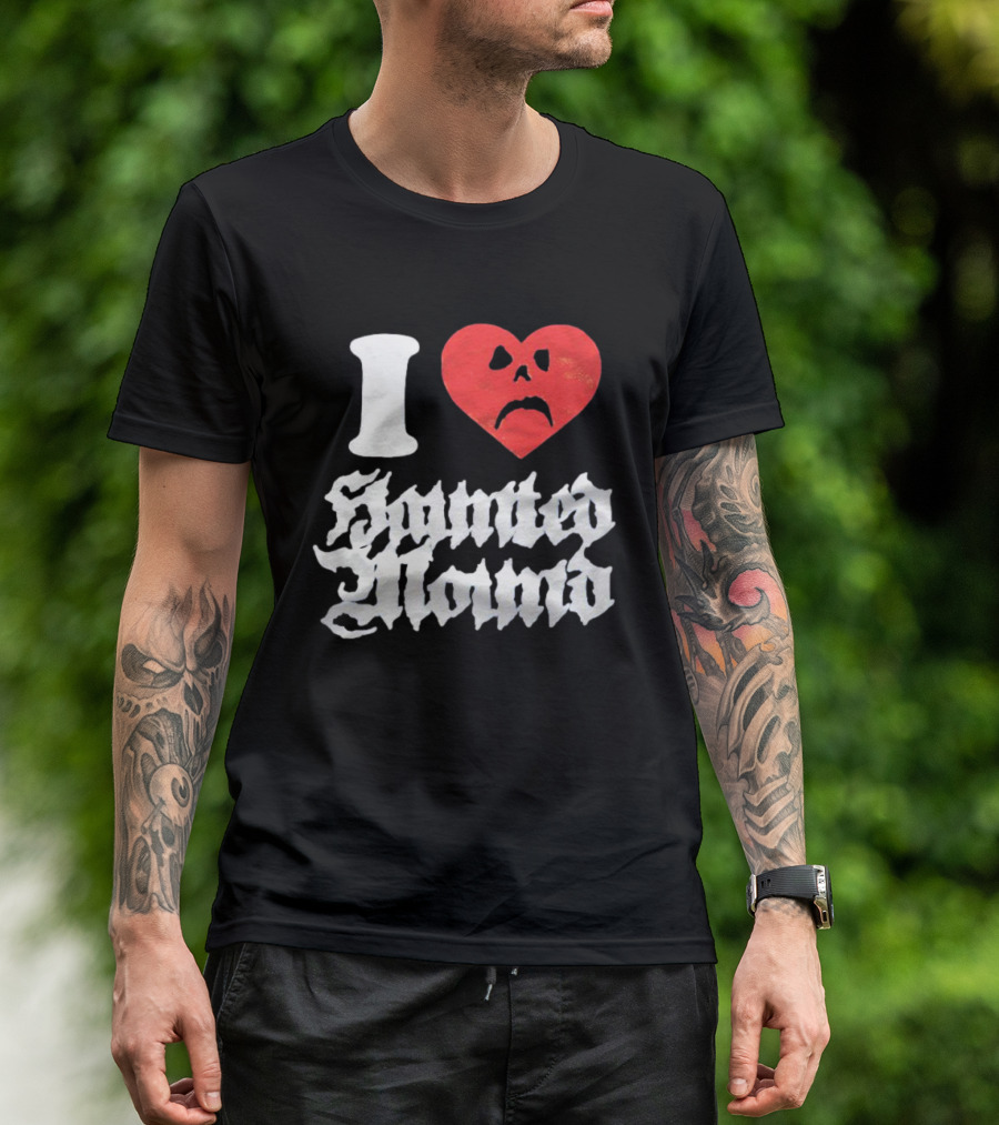 I Love Haunted Mound Scary Heart Face T-Shirt