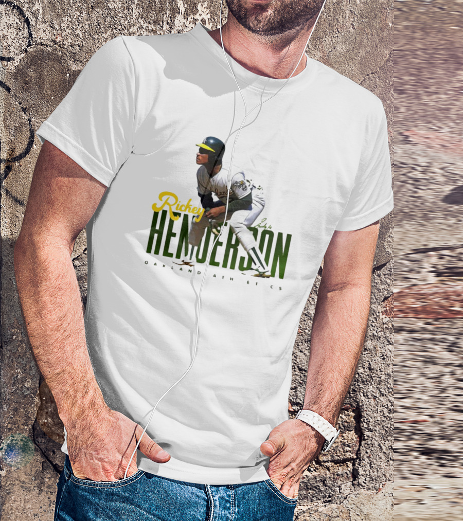 Rickey Henderson Oakland Athletics Vintage Signature T-Shirt