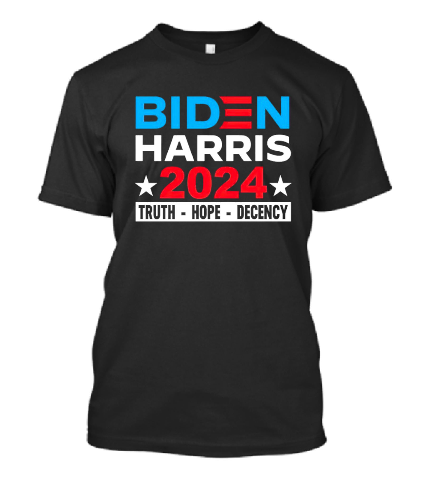 Biden Harris 2024 Truth Hope Decency Red White Blue Stars T-Shirt