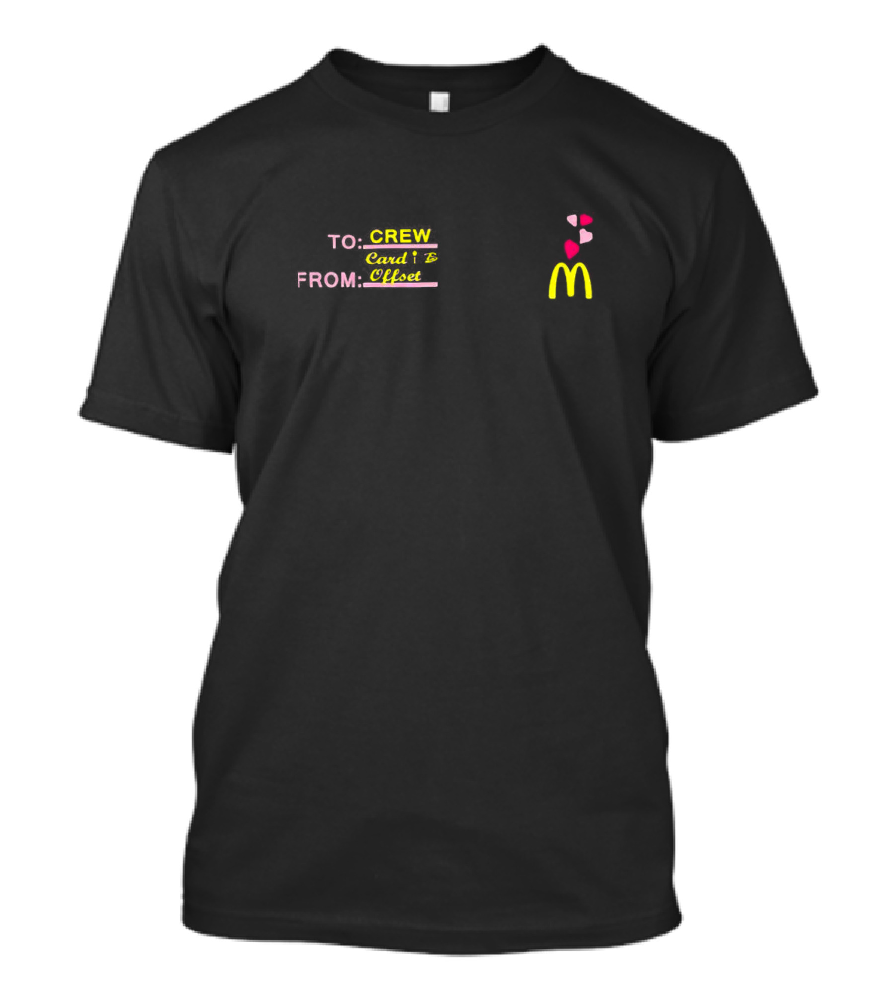 To Crew From Cardi B Offset McDonald's Logo Hearts T-Shirt