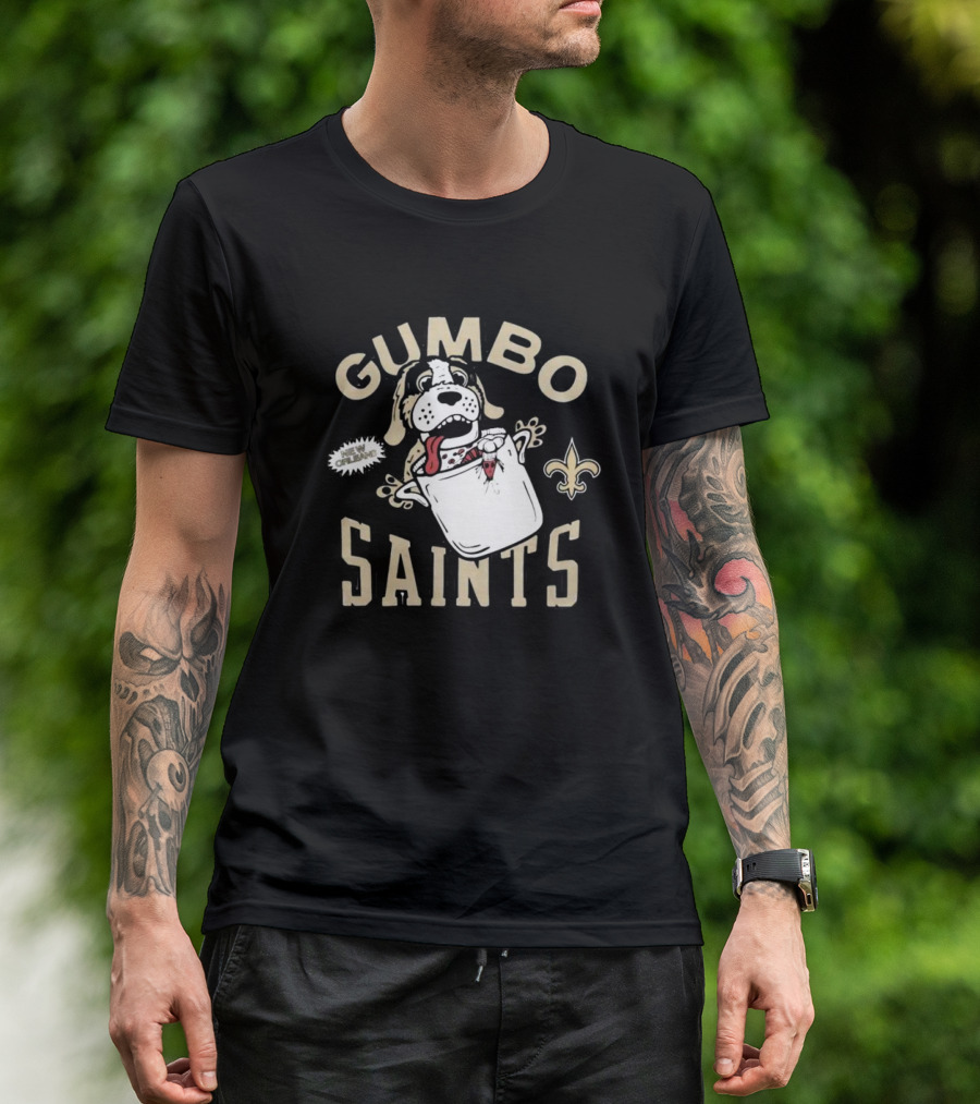 Gumbo Saints New Orleans Fleur-de-Lis Dog Crawfish Gotcha T-Shirt