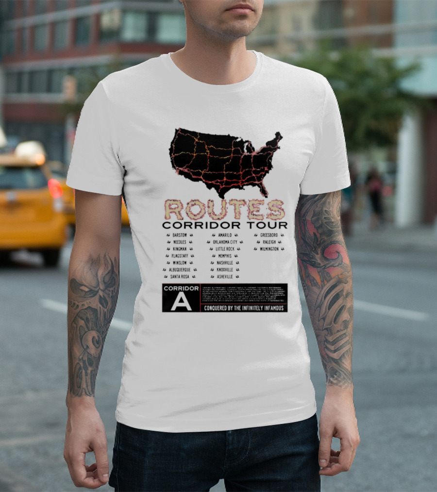 Routes Corridor Tour American State Map Conquered by the Infinitely Infamous T-Shirt
