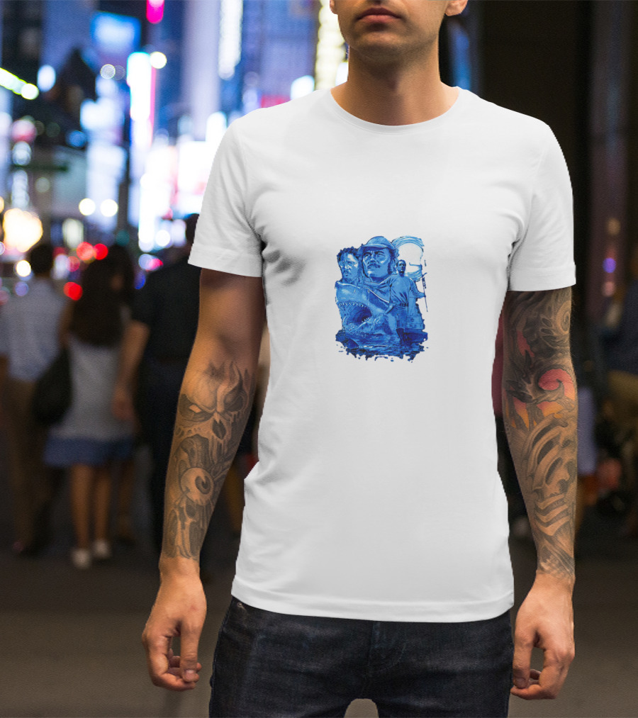 Jaws Bigger Boat Movie Characters And Shark Scene T-Shirt