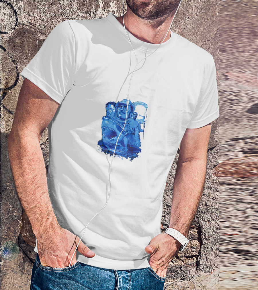 Jaws Bigger Boat Movie Characters And Shark Scene T-Shirt