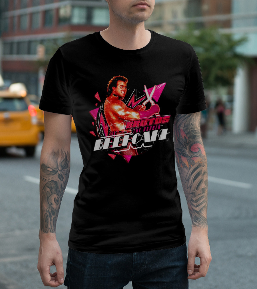 Brutus The Barber Beefcake Wrestling Icon Holding Scissors T-Shirt