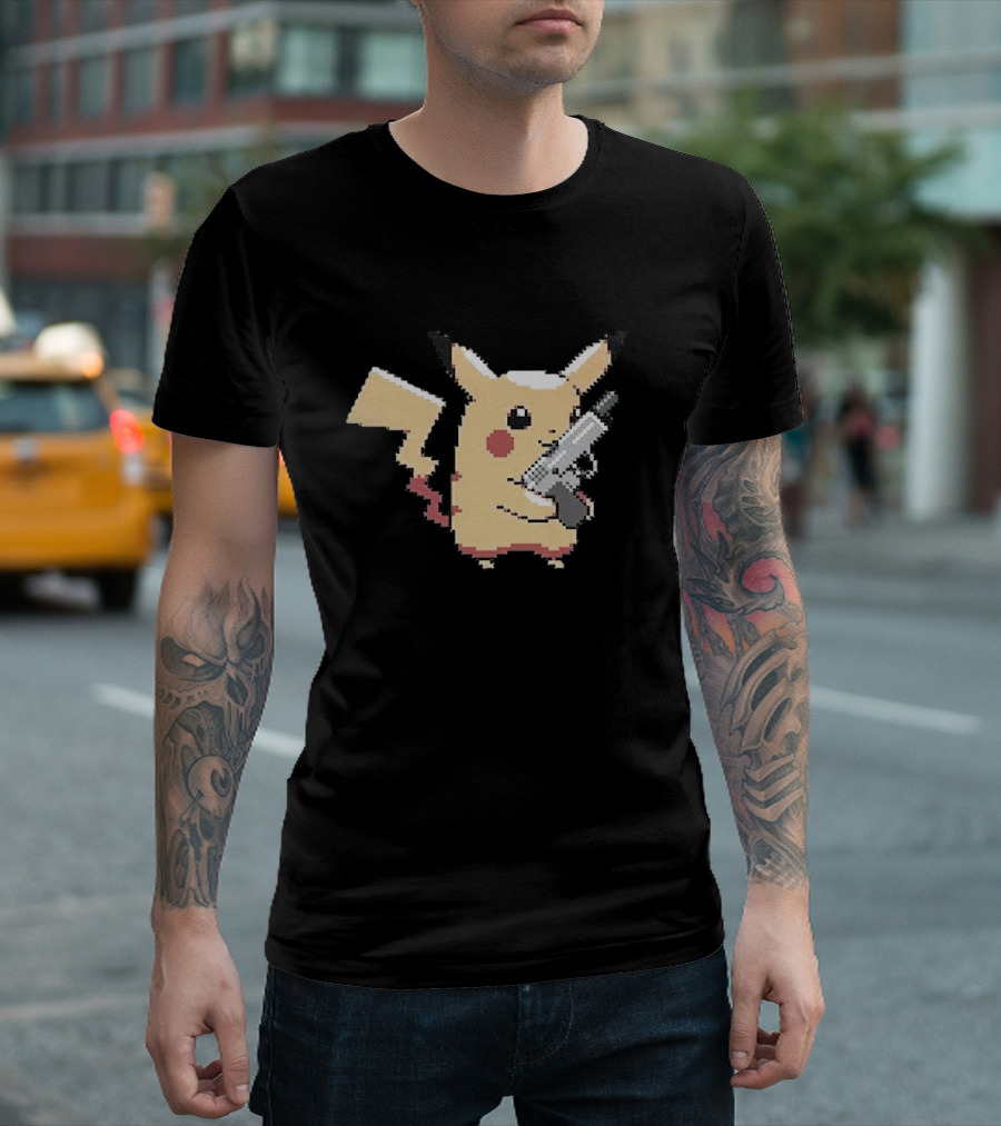 Pikachu Gun Pixelated T-Shirt