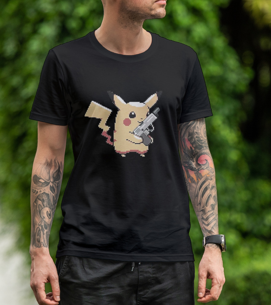 Pikachu Gun Pixelated T-Shirt