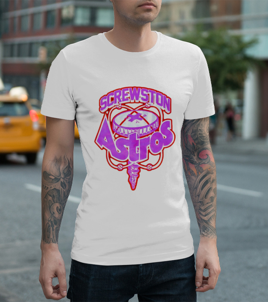 Screwston Astros Purple Neon Baseball Logo Houston Rap Culture T-Shirt