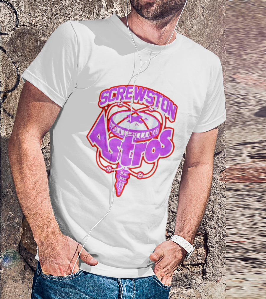 Screwston Astros Purple Neon Baseball Logo Houston Rap Culture T-Shirt
