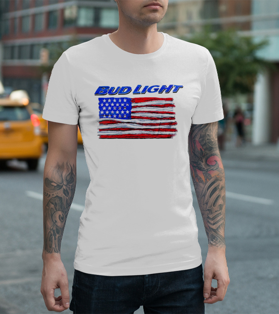 Bud Light American Flag Stars And Stripes Patriotic T-Shirt