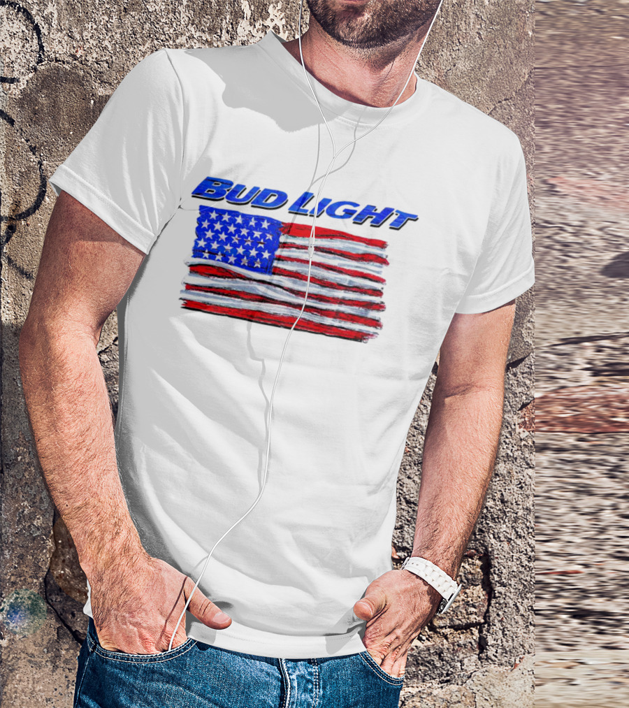 Bud Light American Flag Stars And Stripes Patriotic T-Shirt