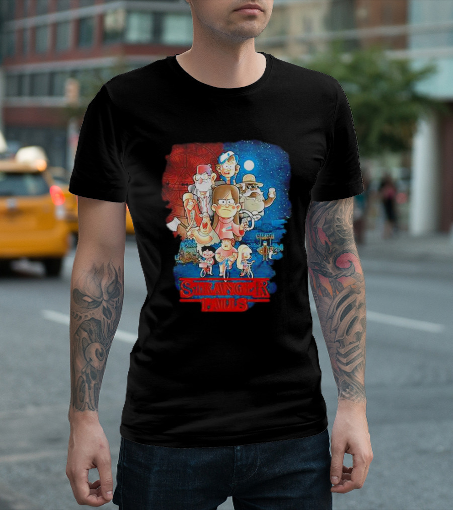 Stranger Falls Gravity Falls Parody Nighttime Adventure Scene T-Shirt