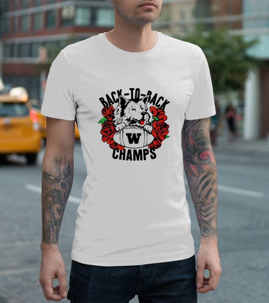 Back to Back W Champs Husky with Roses T-Shirt