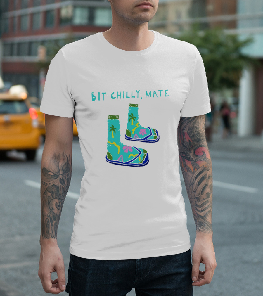 Bit Chilly Mate Tropical Socks and Sandals Combo T-Shirt