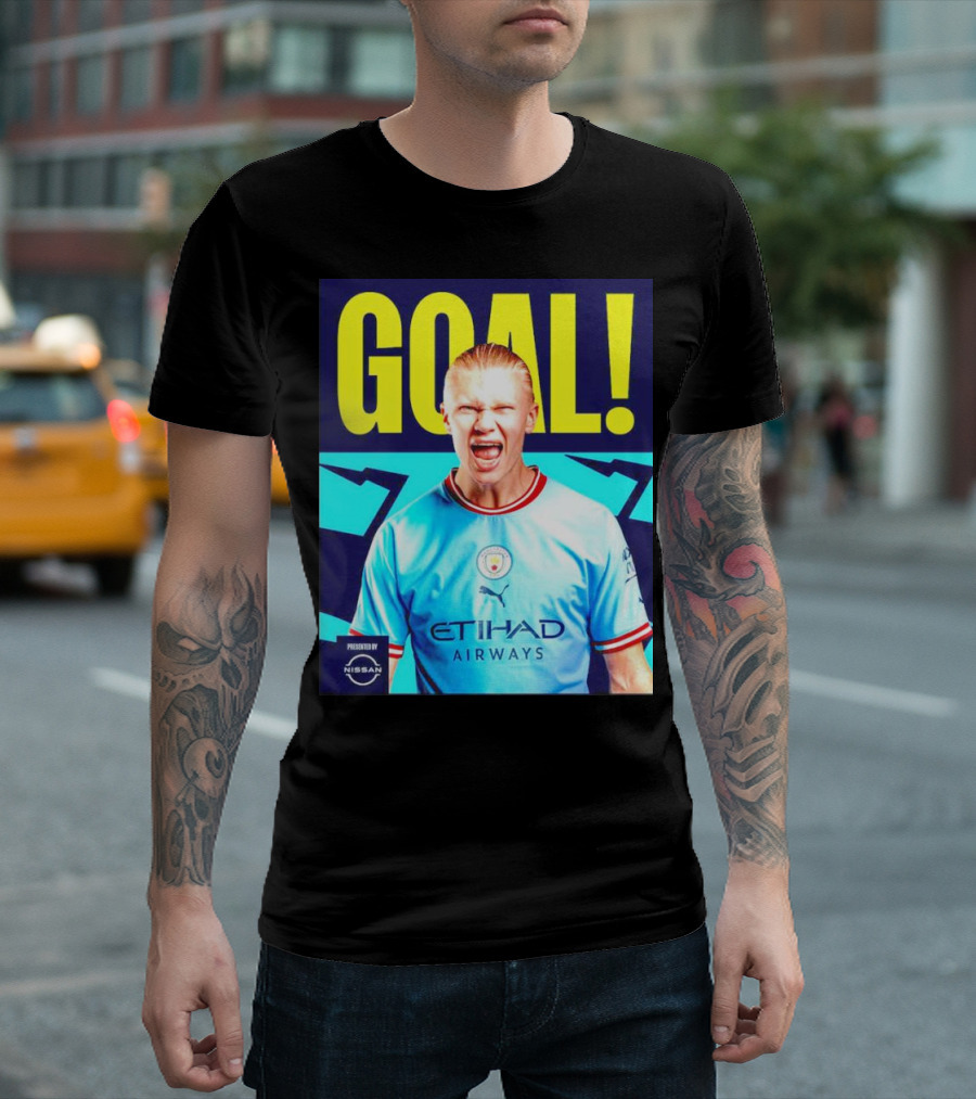 GOAL Erling Haaland Manchester City Etihad Airways Presented by Nissan T-Shirt