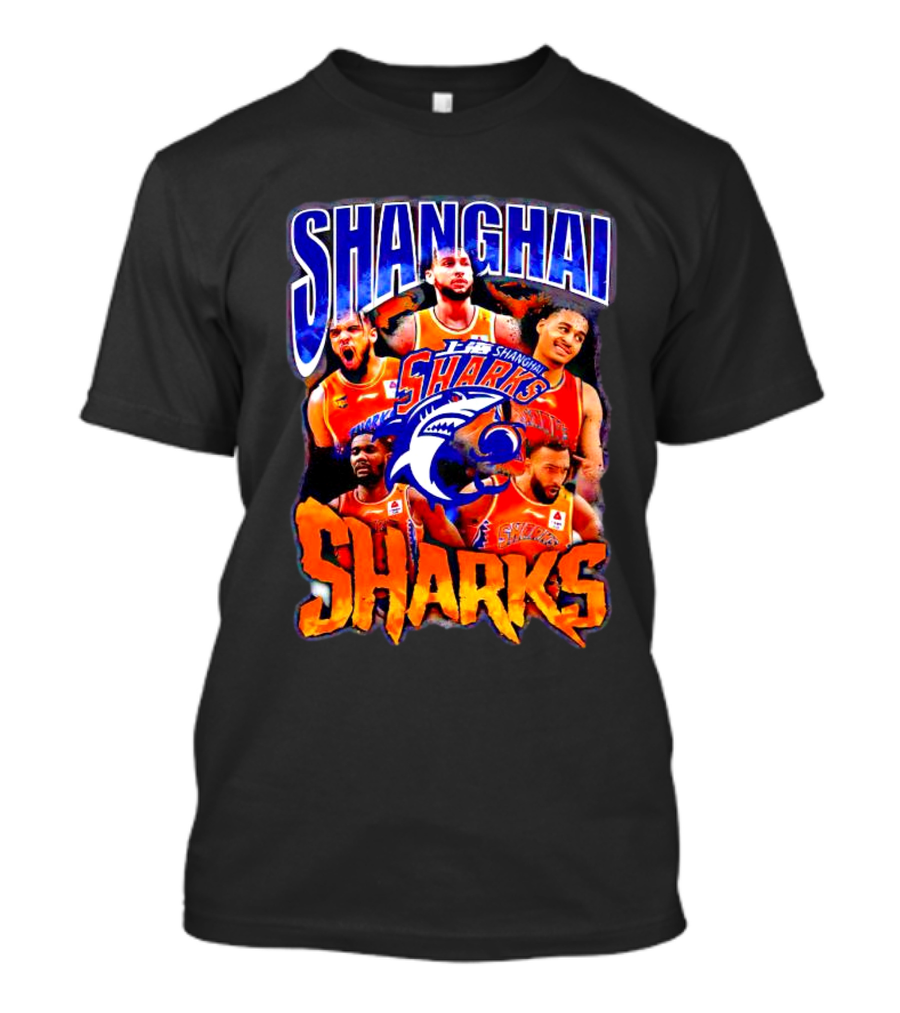 Shanghai Sharks Basketball Players Collage With Team T-Shirt