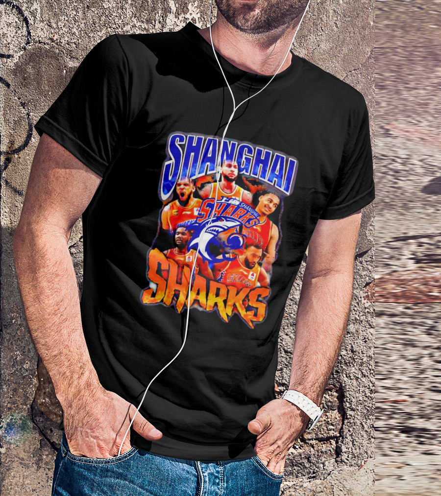 Shanghai Sharks Basketball Players Collage With Team T-Shirt