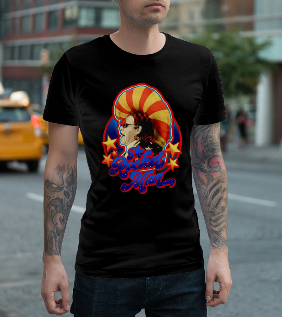 The Rocket Man Retro Stars And Stripes Iconic Sunglasses T-Shirt