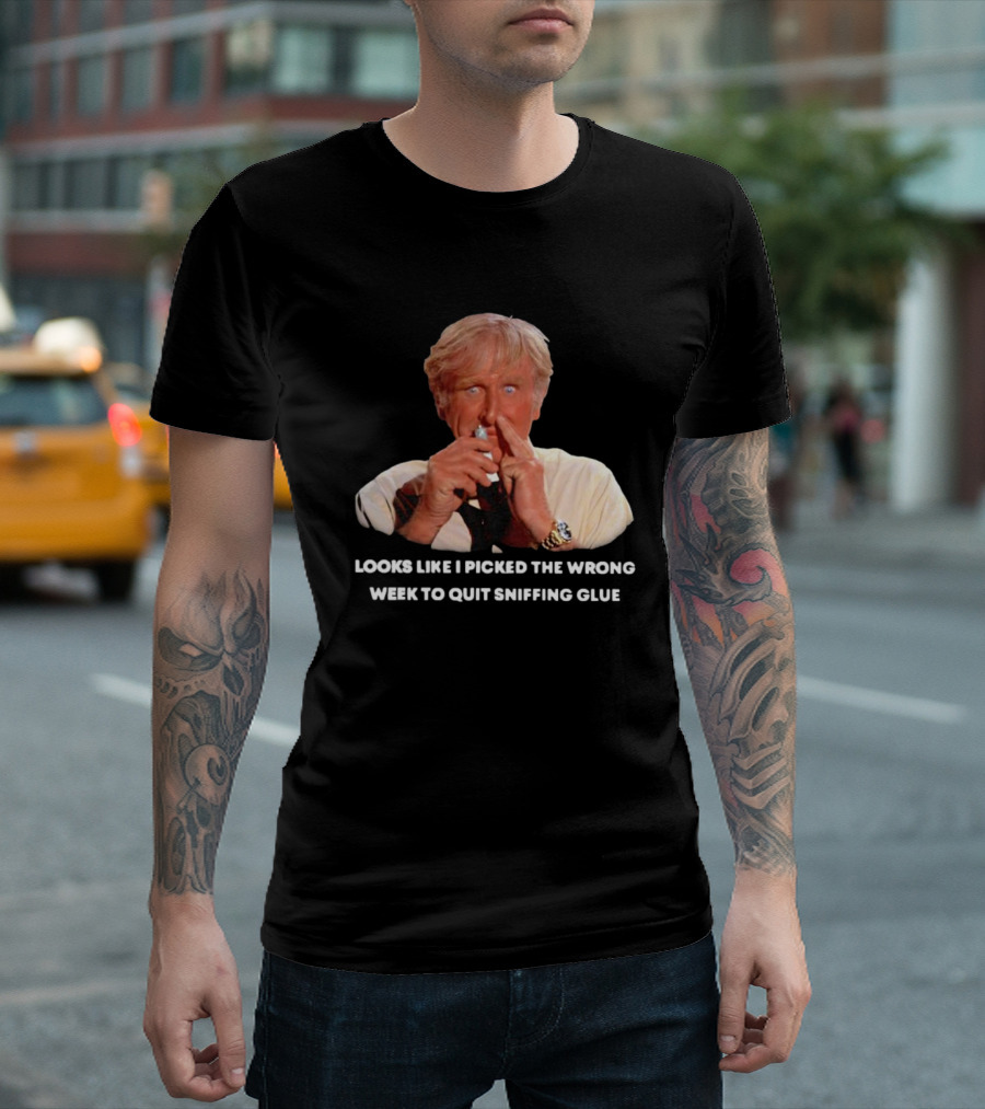 Looks Like I Picked the Wrong Week to Quit Sniffing Glue Aircraft Movie Character Nostalgia T-Shirt