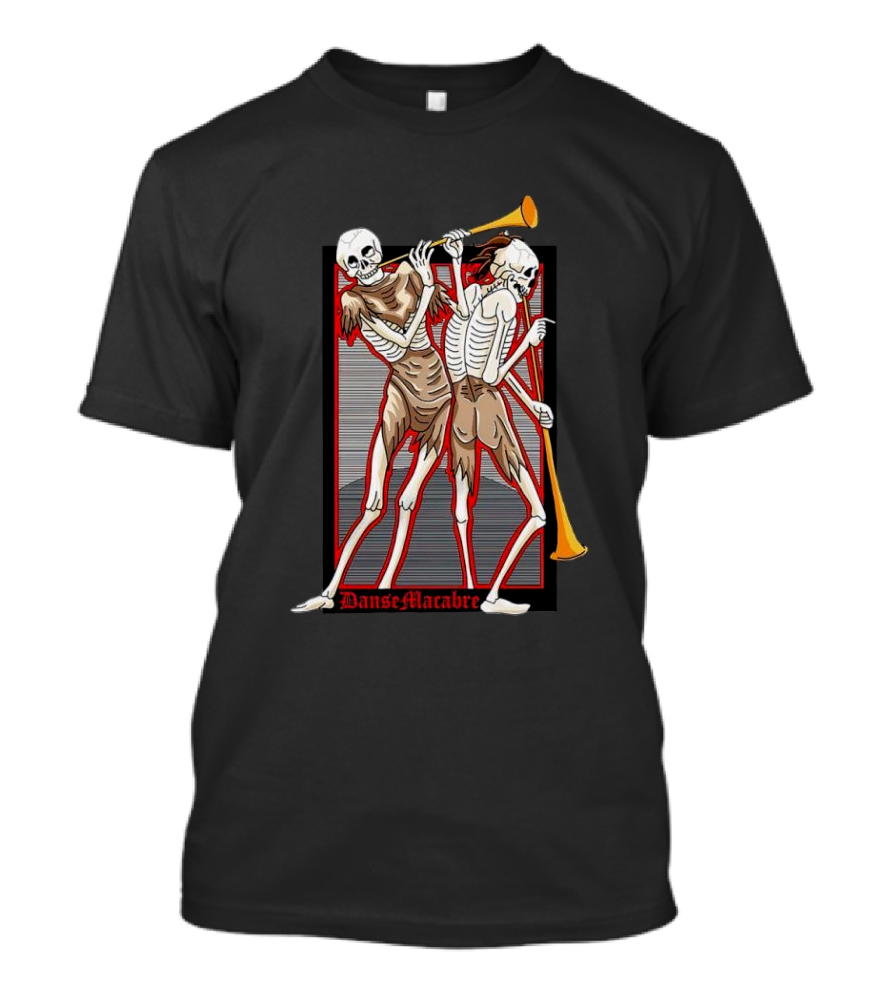 Danse Macabre Skeletons With Trumpets T-Shirt