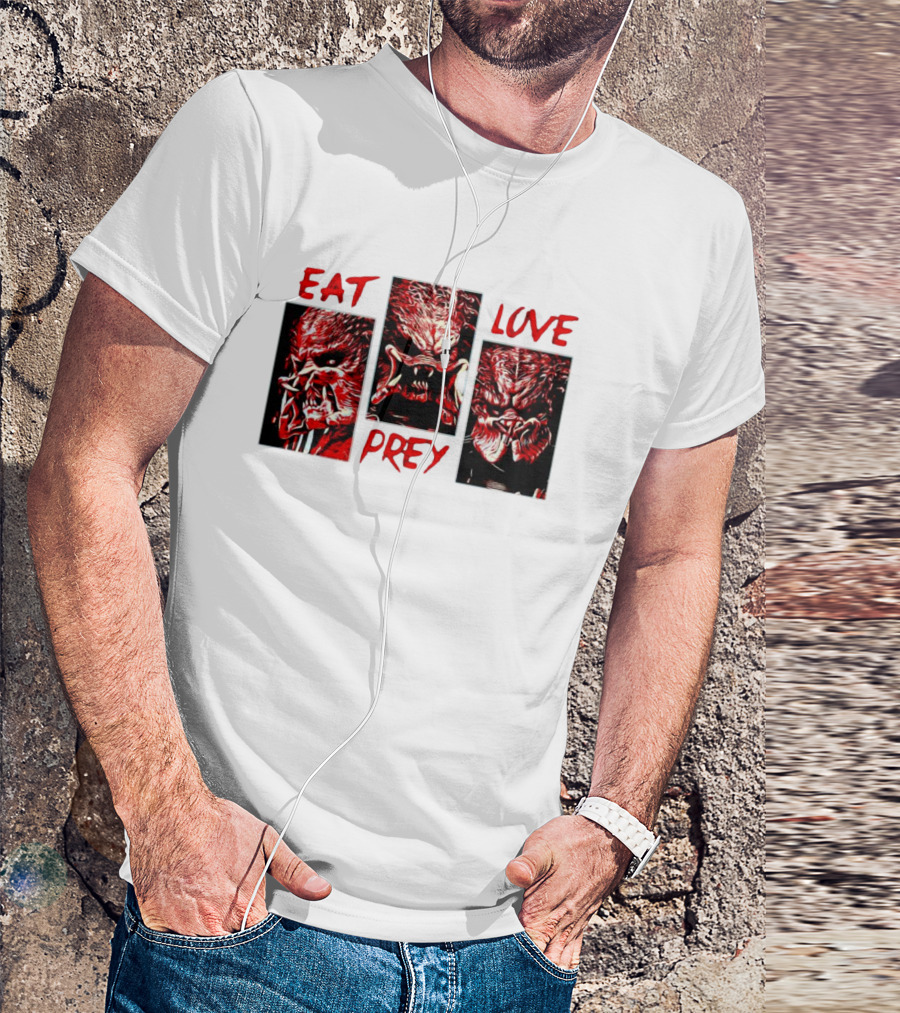 Eat Prey Love Predator Red Creature Faces T-Shirt