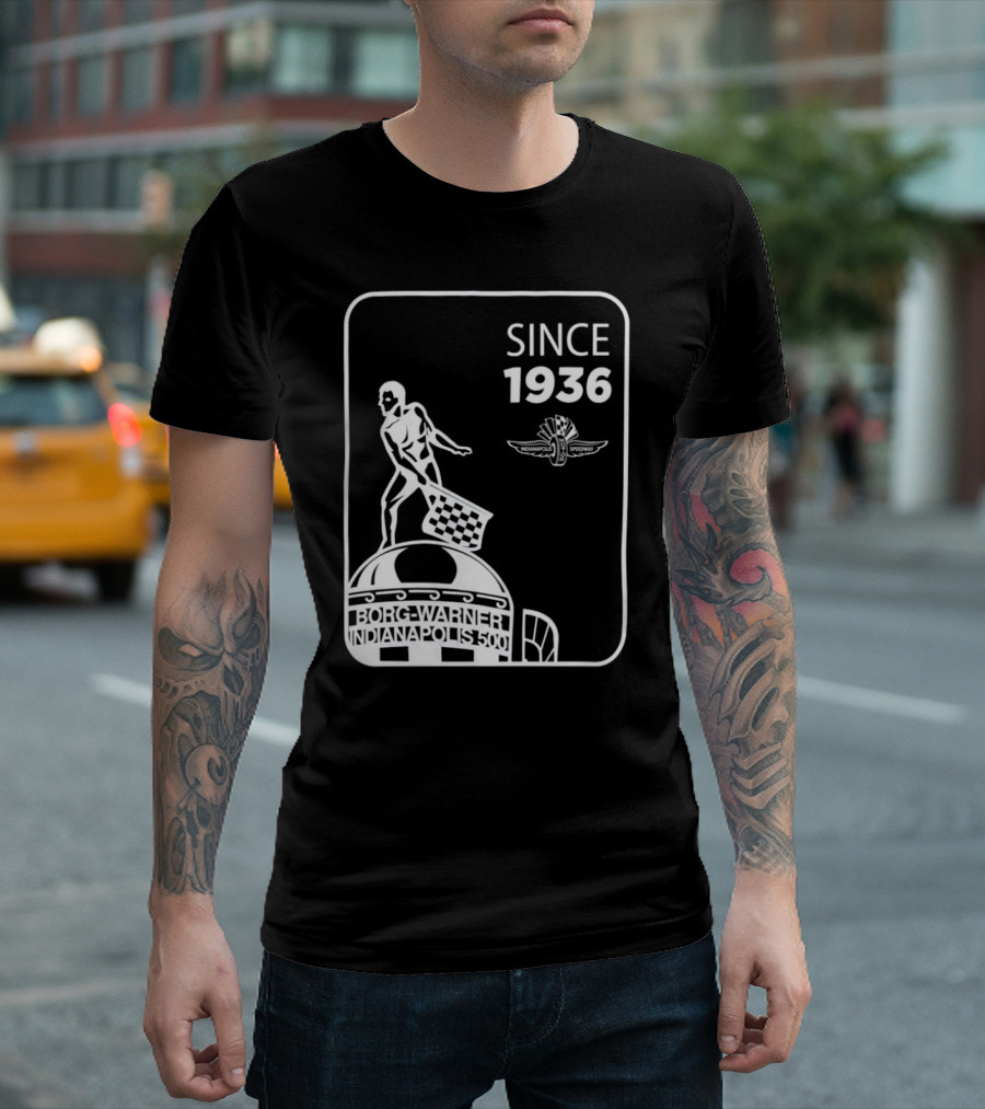 Since 1936 Borg Warner Indianapolis 500 Wing Wheel Flag Trophy T-Shirt