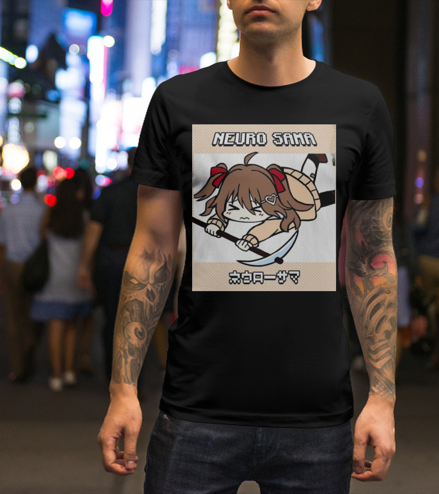 NEURO SAMA Pixel Art Anime Girl With Scythe T-Shirt