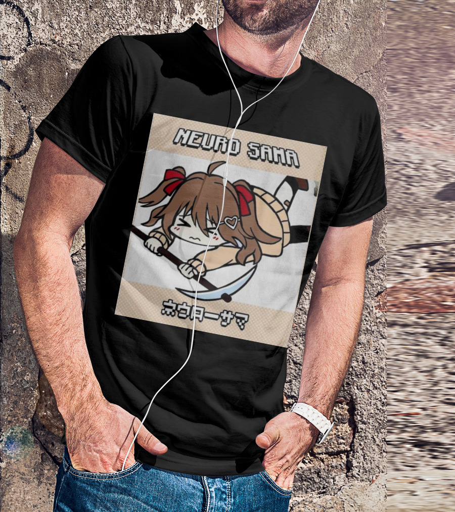 NEURO SAMA Pixel Art Anime Girl With Scythe T-Shirt