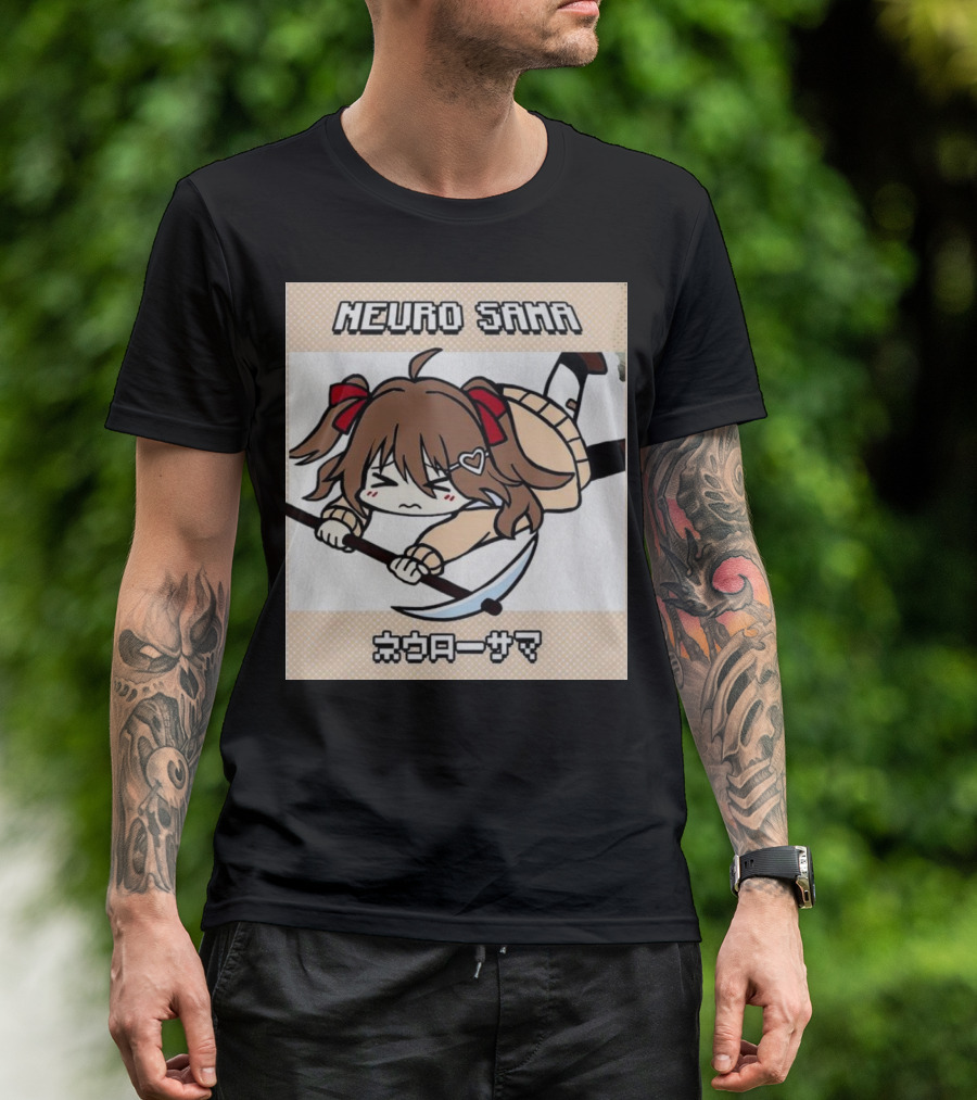 NEURO SAMA Pixel Art Anime Girl With Scythe T-Shirt