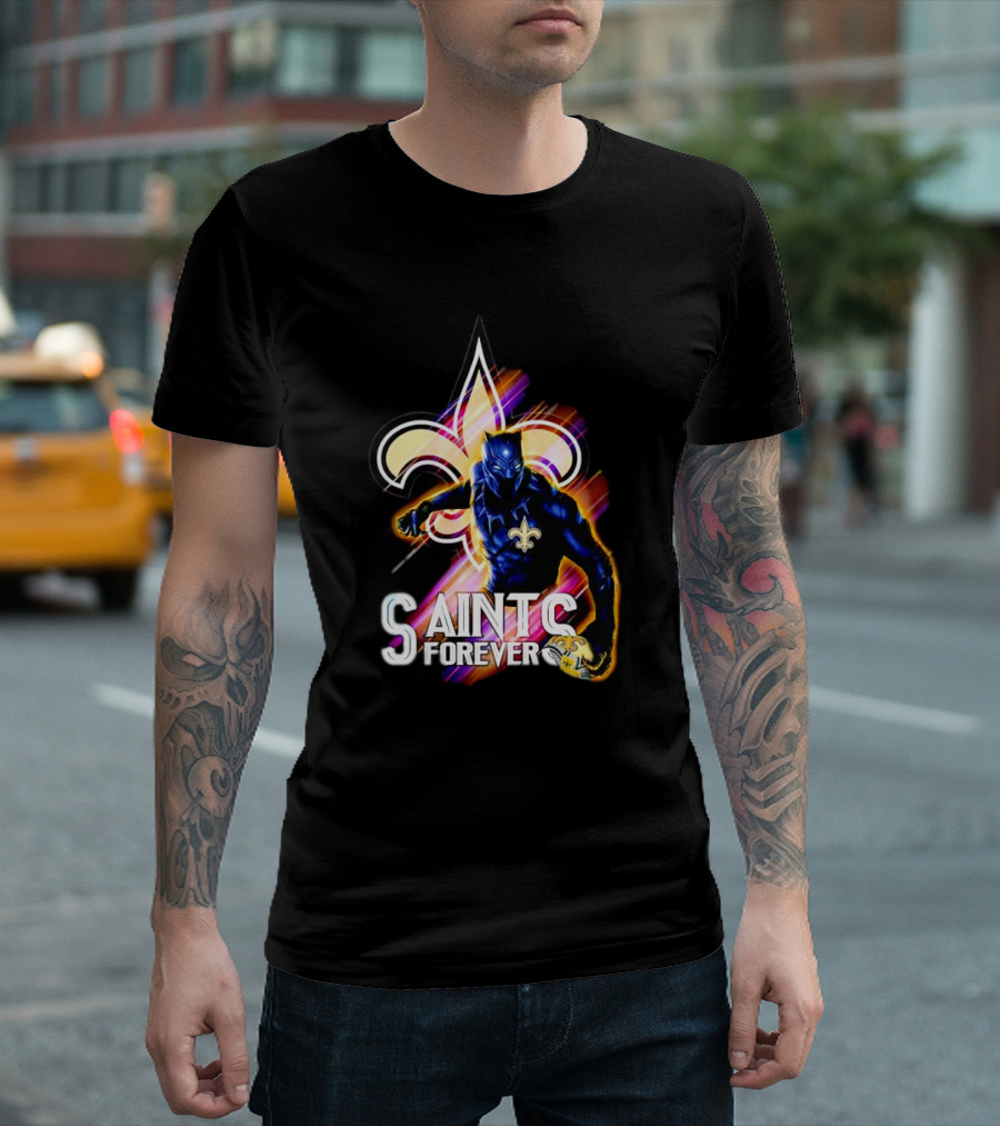 New Orleans Saints Black Panther Saints Forever Fleur De Lis T-Shirt