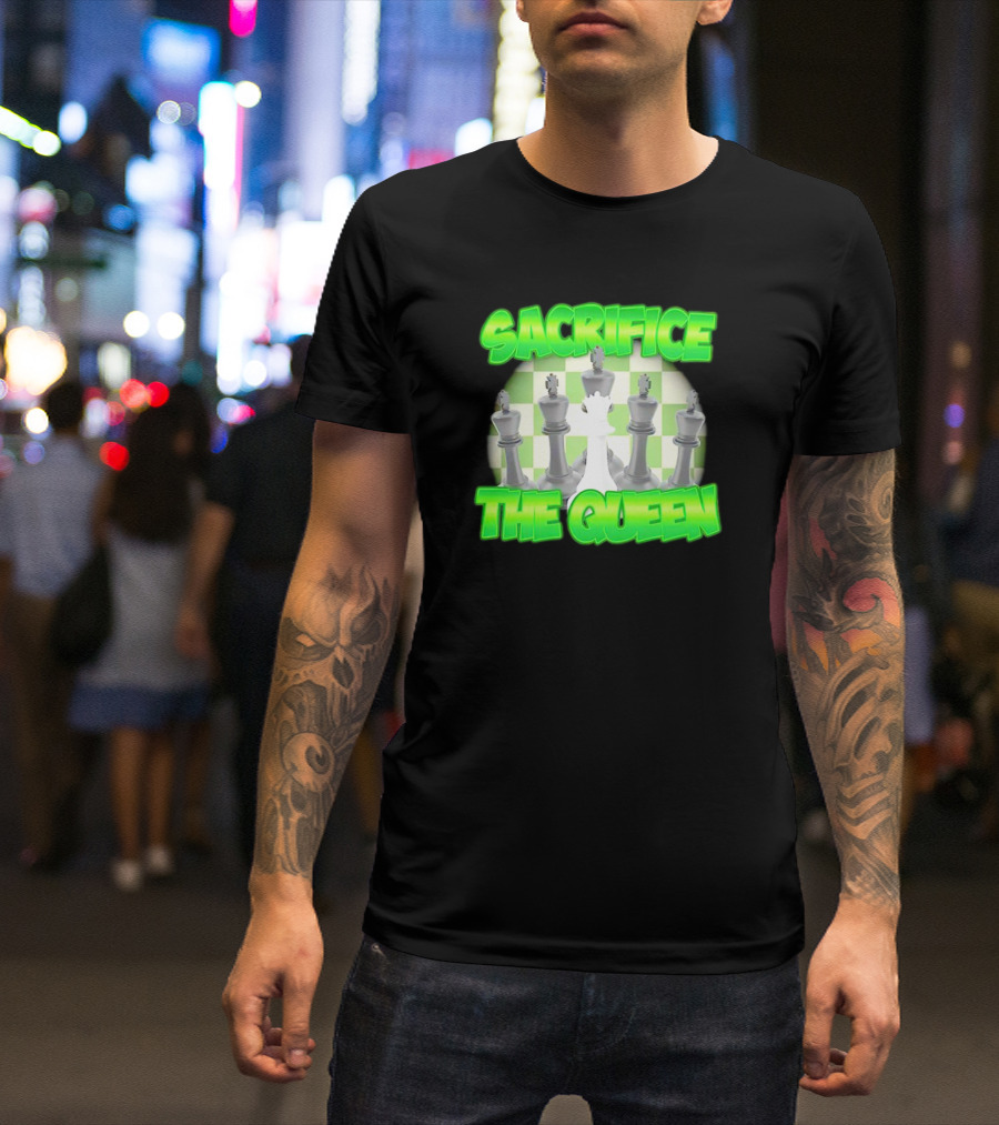 Sacrifice The Queen Chess Strategy Checkered Background T-Shirt
