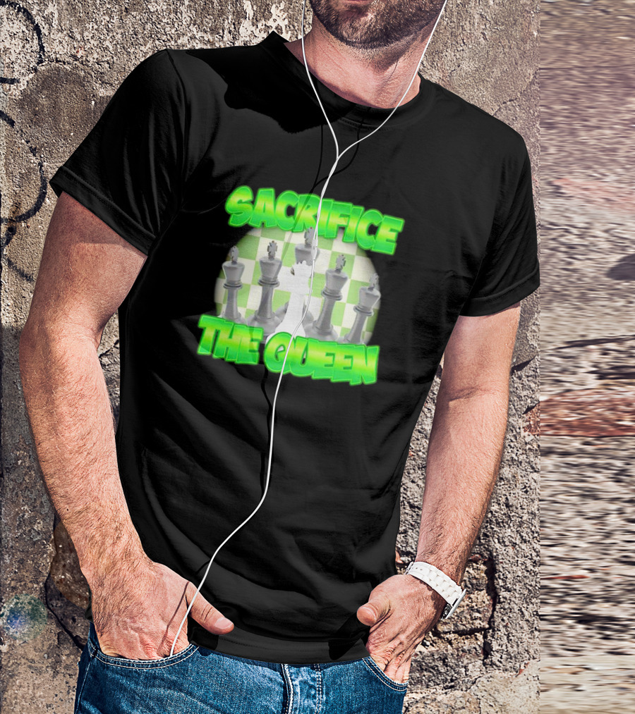 Sacrifice The Queen Chess Strategy Checkered Background T-Shirt