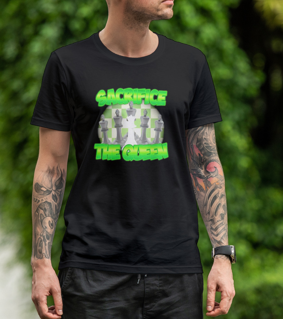 Sacrifice The Queen Chess Strategy Checkered Background T-Shirt