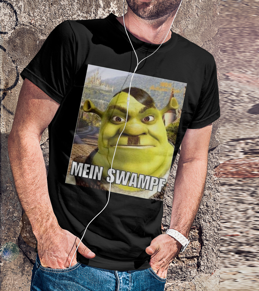 Shrek Mein Swampf Mematic Pixel Art Castle Background T-Shirt