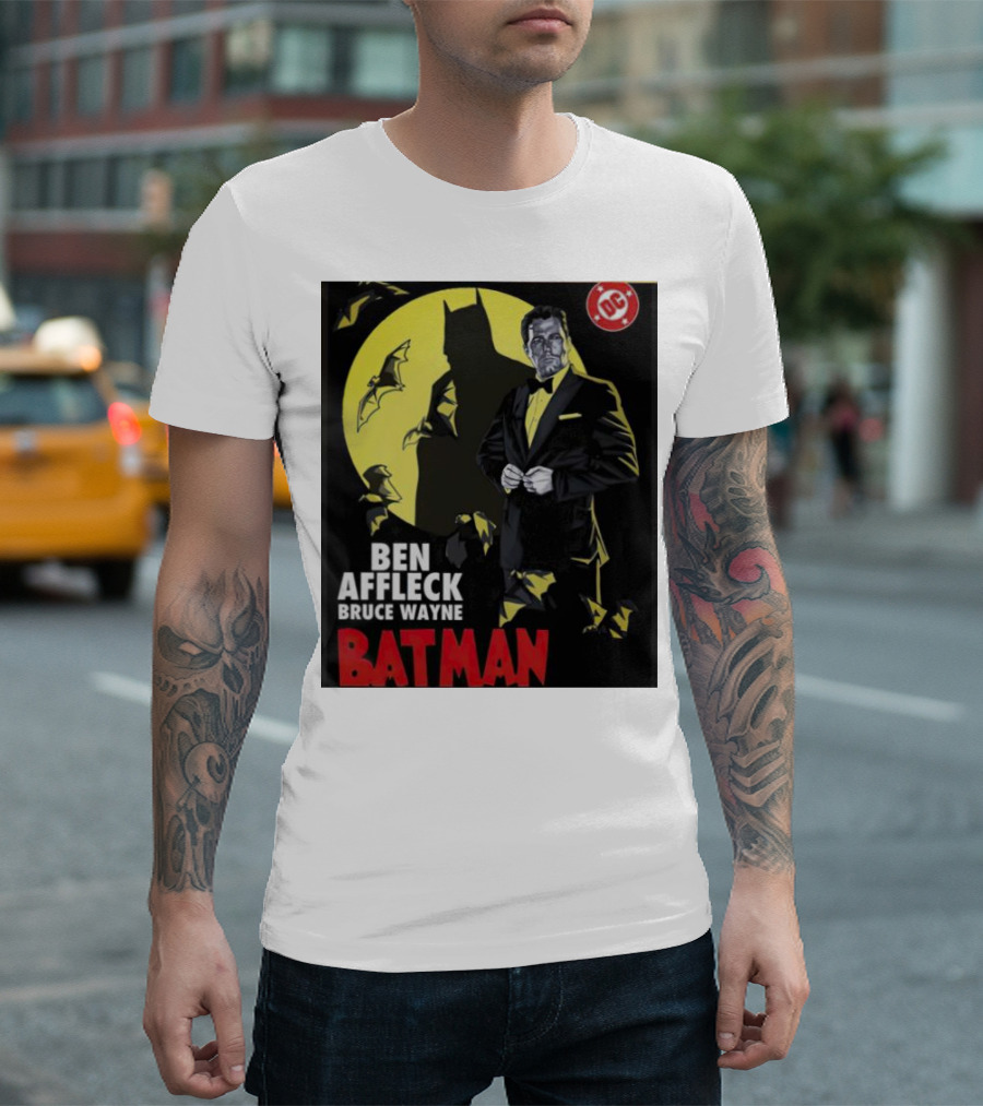 Ben Affleck Bruce Wayne Batman DC Comic Bats Moon T-Shirt
