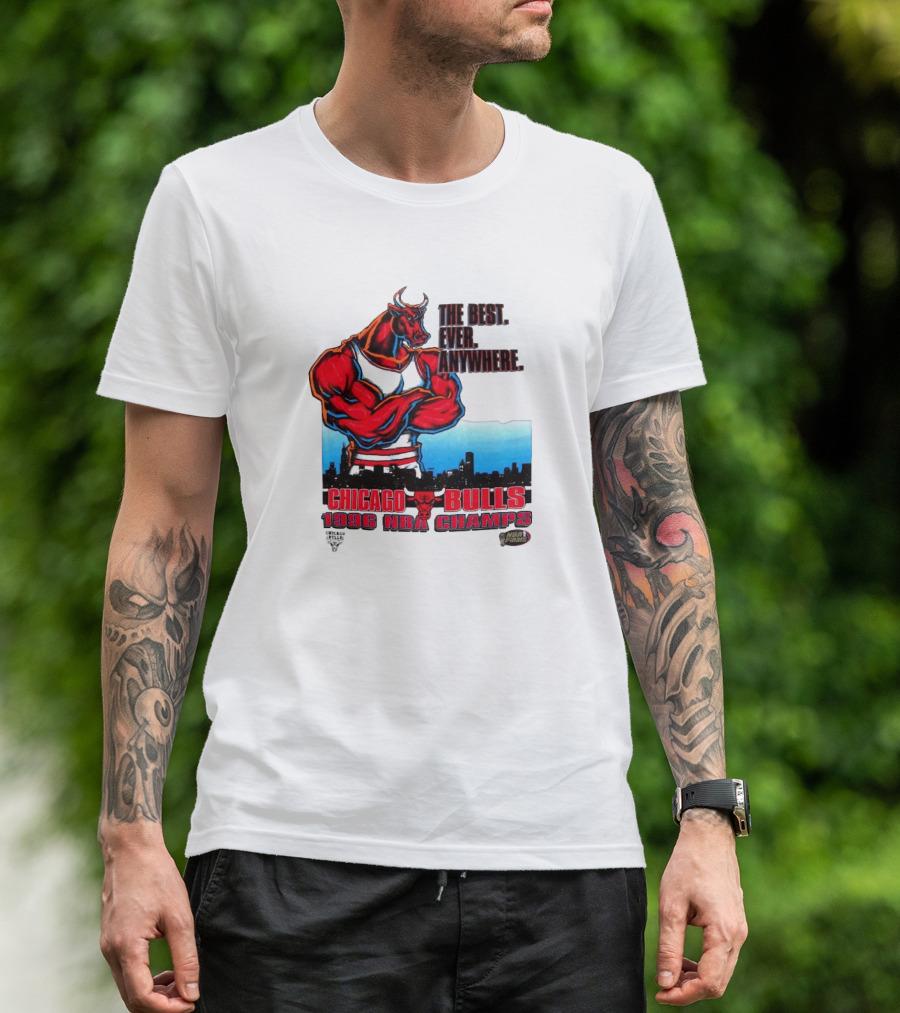 Chicago Bulls 1996 NBA Champs The Best Ever Anywhere Bulls United Center Skyline T-Shirt