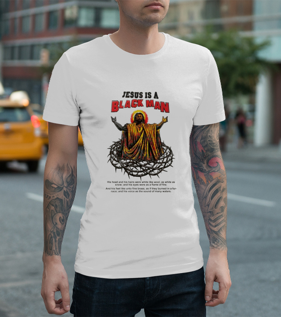 Jesus Is a Black Man Surrounded by Crown of Thorns with Revelations Reference T-Shirt