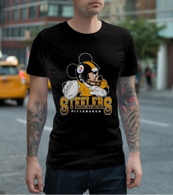Pittsburgh Steelers Mickey Mouse NFL Football Quarterback T-Shirt