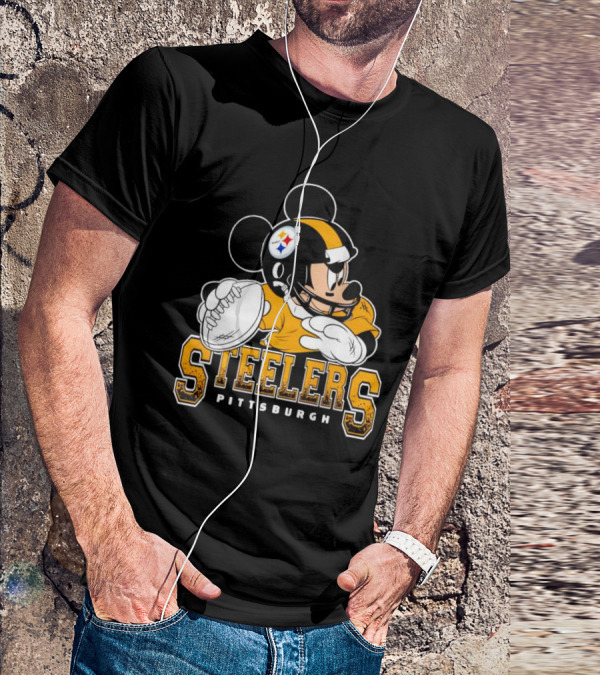 Pittsburgh Steelers Mickey Mouse NFL Football Quarterback T-Shirt