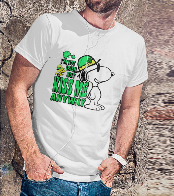 Snoopy Woodstock I'm Not Irish But Kiss Me Anyway St Patrick's Day T-Shirt