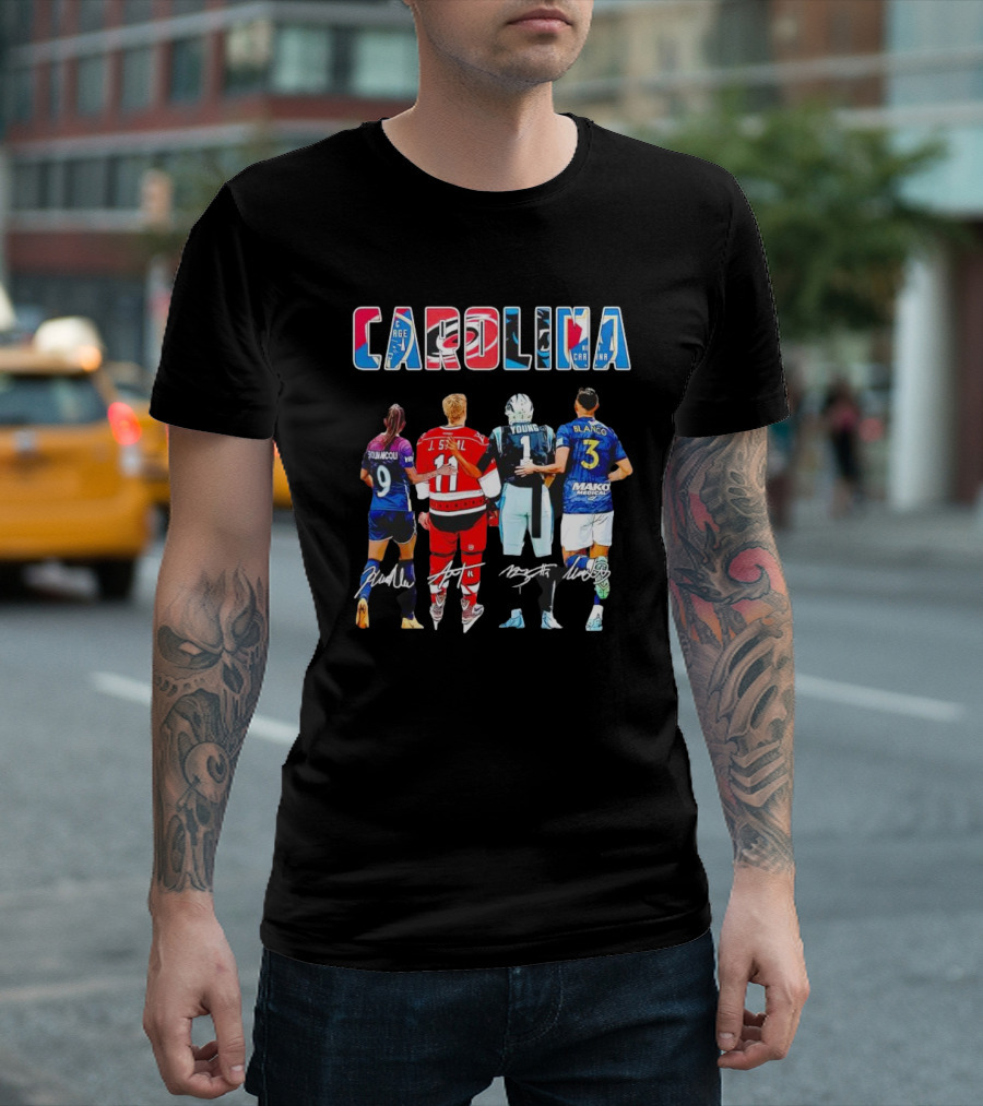Carolina Football and Soccer Players Kerolin Nicoli J. Staal Bryce Young Nelson Flores Blanco Signatures T-Shirt