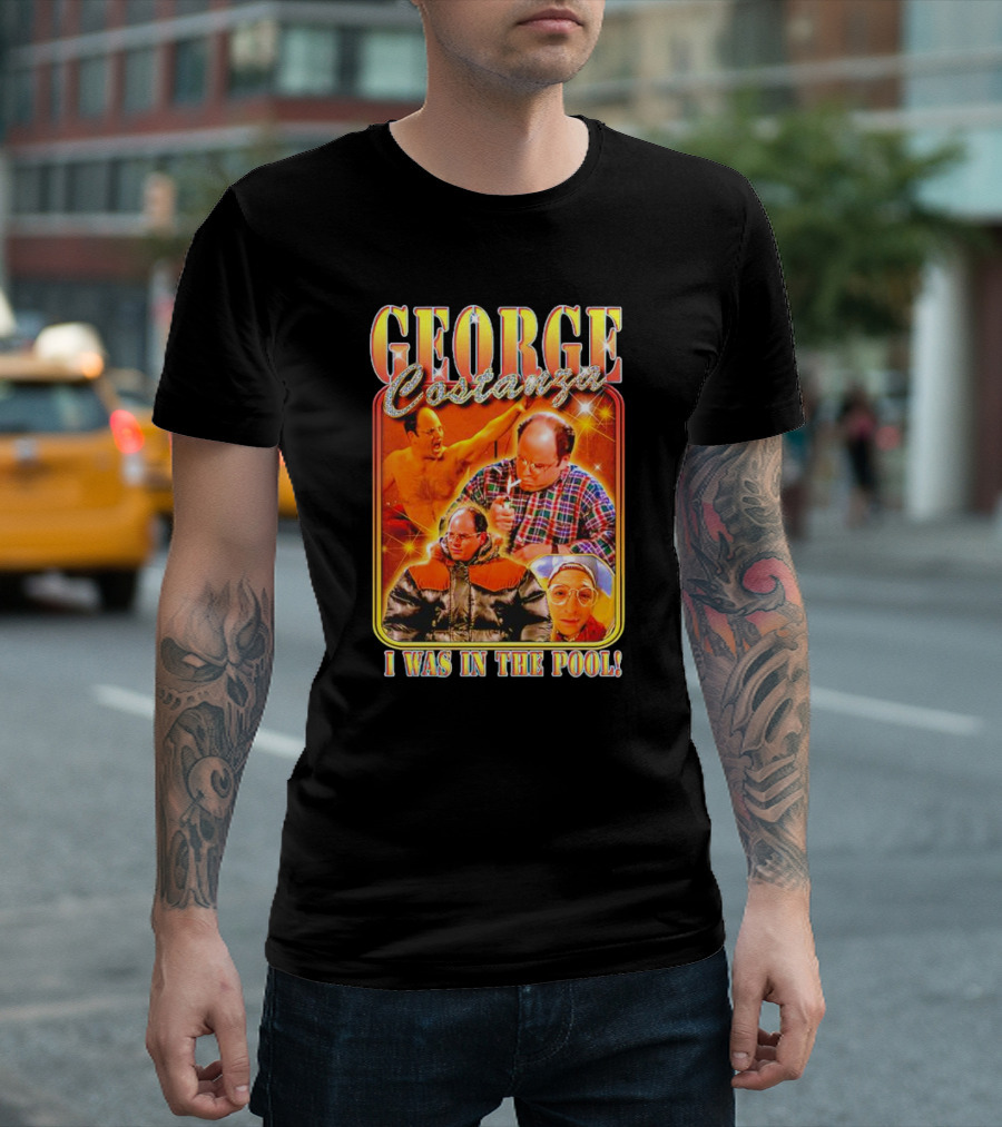 George Costanza I Was In The Pool Vintage Humor Collage T-Shirt