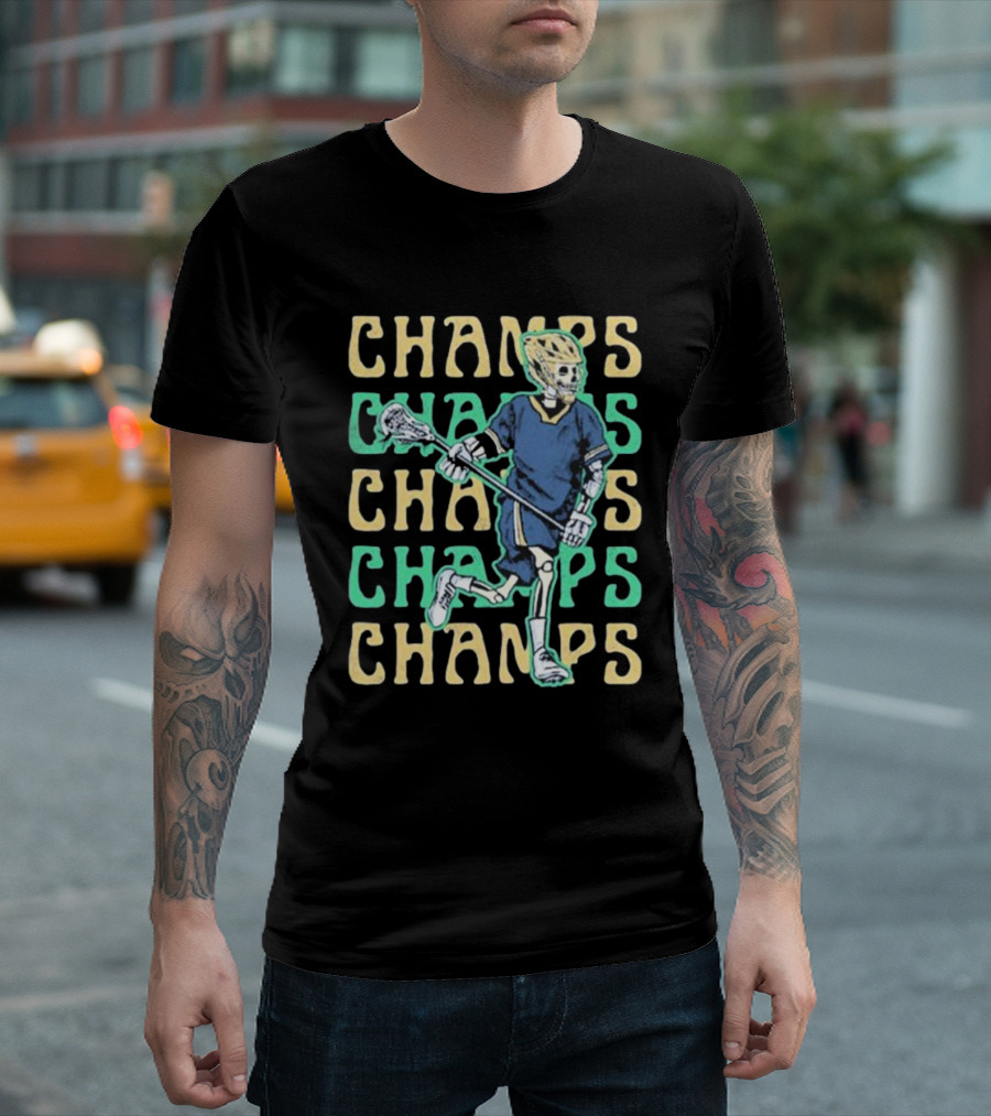 CHAMPS Skeleton Notre Dame Fighting Irish Lacrosse T-Shirt