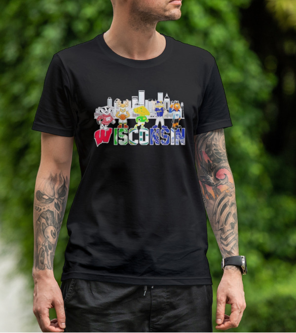 Wisconsin Mascot Skyline City Sports Team All-Stars T-Shirt
