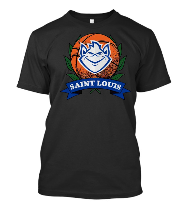 Saint Louis Billikens Basketball Emblem With Iconic Mascot And Orange Basketball T-Shirt