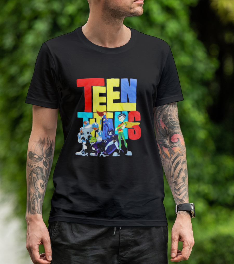 Teen Titans Cartoon Characters Group Pose T-Shirt